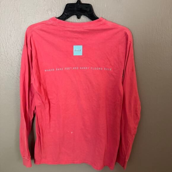 SEASIDE Graphic Logo Tee In Coral and Blue Size Small FLAWED long sleeve - Picture 5 of 6